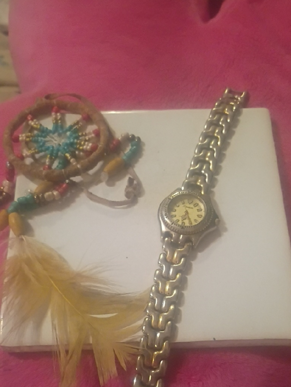 Two-Tone Ladies' Bracelet Watch with Yellow Dial